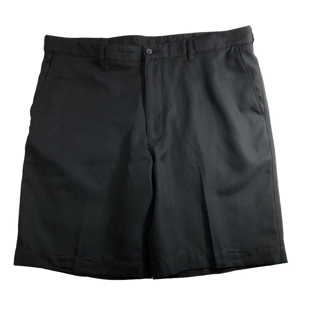PGA TOUR Shorts Men Size 38 Black Flat Front 10" Inseam Performance Golf Pockets